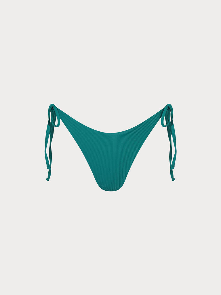 Women Knitted Nylon blended Bikini Bottoms Dark Green Sustainable Bikinis - BERLOOK