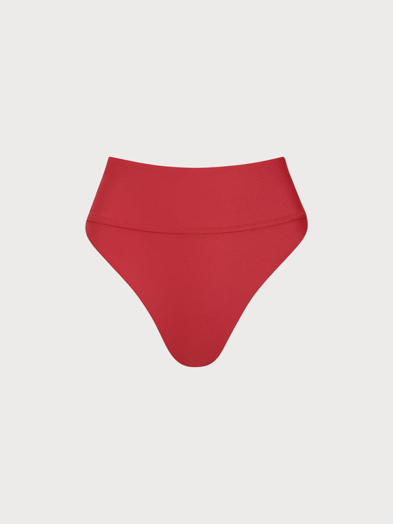 Women Knitted Nylon blended Bikini Bottoms Red Sustainable Bikinis - BERLOOK