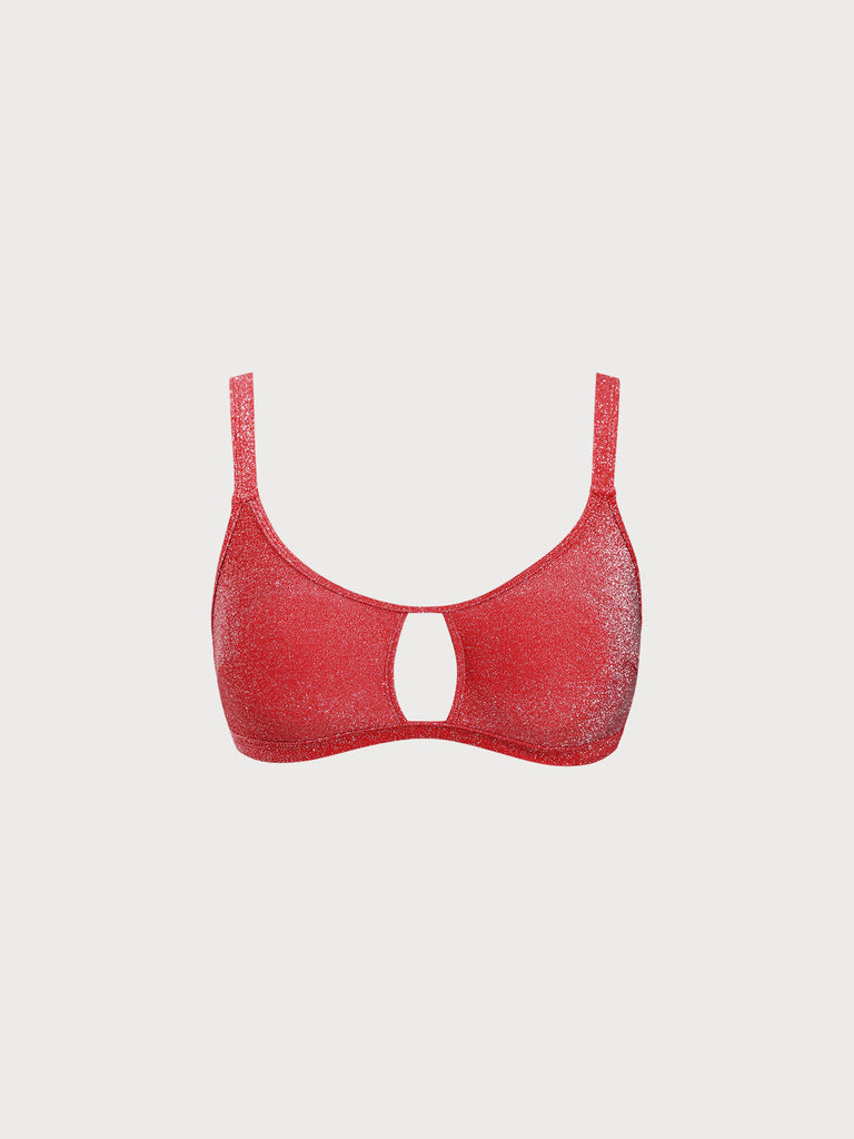 Women Knitted Nylon blended Bikini Tops Red Sustainable Plus Size Bikinis - BERLOOK