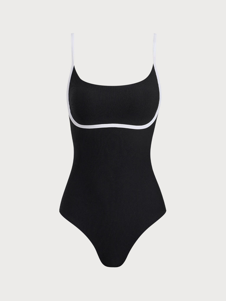 Women Knitted Nylon blended One Pieces Swimwear Black Sustainable One-Pieces - BERLOOK