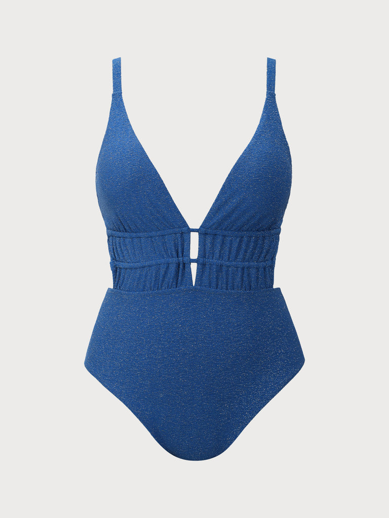 Women Knitted Nylon blended One Pieces Swimwear Blue Sustainable Plus Size One-Pieces - BERLOOK