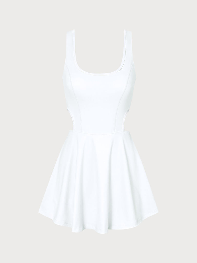 Women Knitted Nylon blended Yoga Dresses White Sustainable Yoga Dresses&Yoga Jumpsuit - BERLOOK