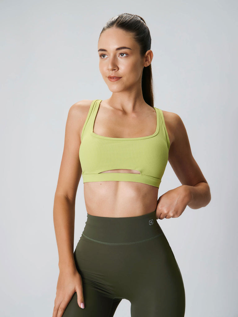 Women Knitted Nylon blended Yoga Sports Bras Sustainable Yoga Tops - BERLOOK