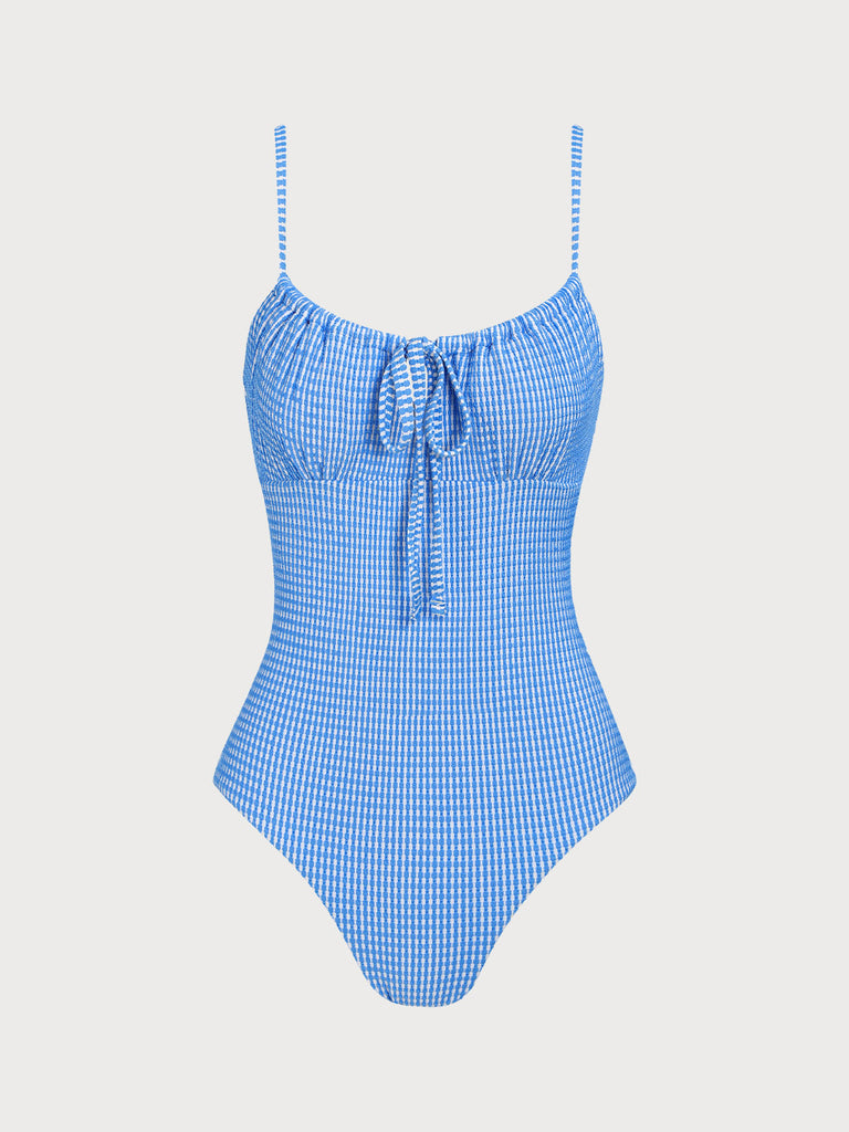 Women Knitted Nylon One Pieces Swimwear Blue Sustainable One-Pieces - BERLOOK