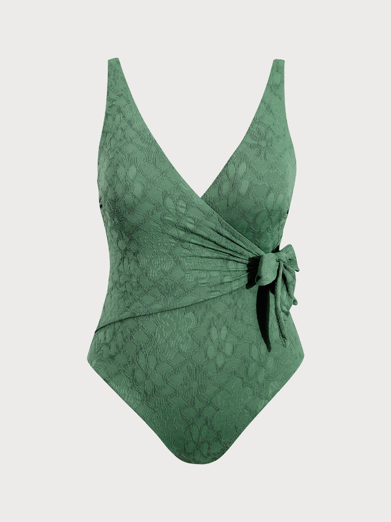 Women Knitted Nylon One Pieces Swimwear Dark Green Sustainable Plus Size One-Pieces - BERLOOK