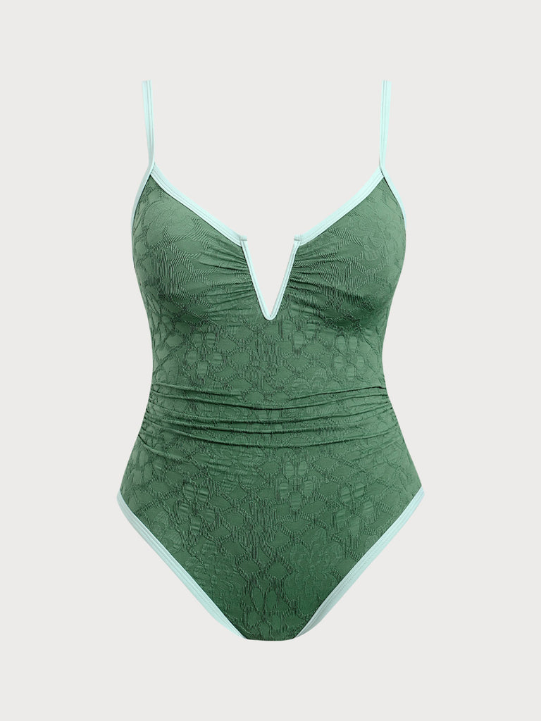 Women Knitted Nylon One Pieces Swimwear Dark Green Sustainable Plus Size One-Pieces - BERLOOK