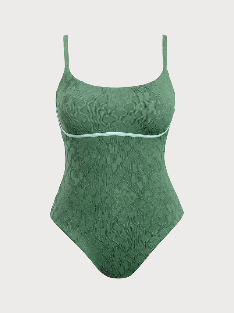 Women Knitted Nylon One Pieces Swimwear Dark Green Sustainable Plus Size One-Pieces - BERLOOK