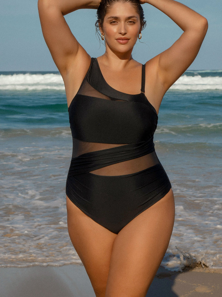 Women Knitted Nylon One Pieces Swimwear Sustainable Plus Size One-Pieces - BERLOOK