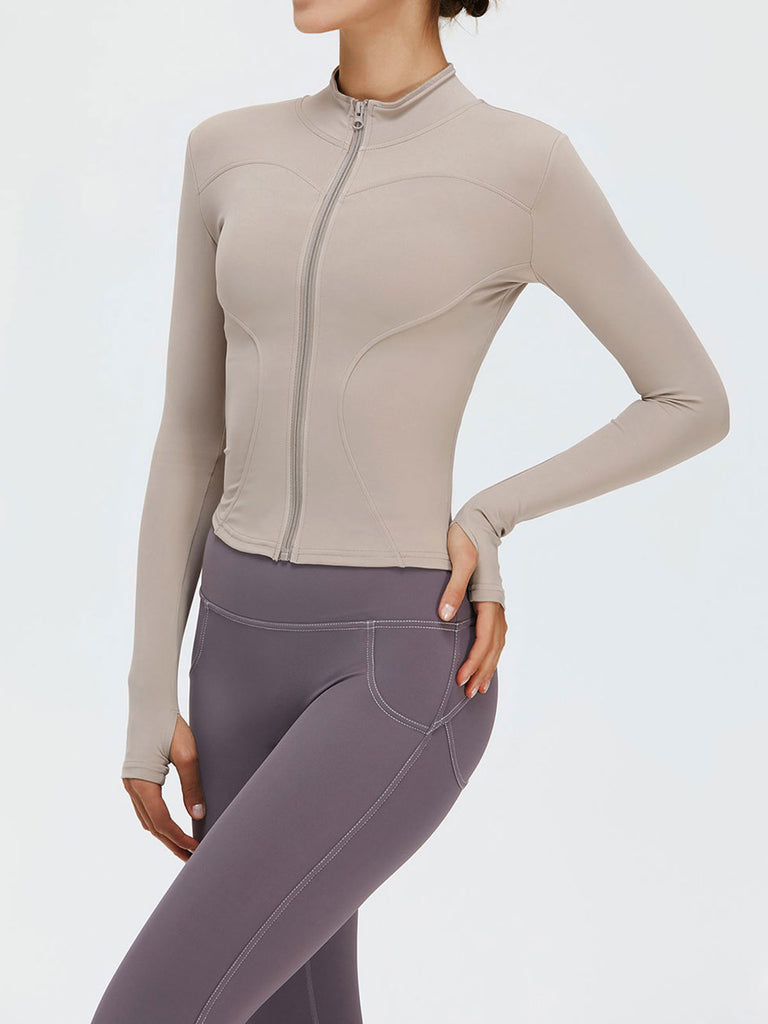 Women Knitted Nylon Yoga Jackets Sustainable Yoga Tops - BERLOOK