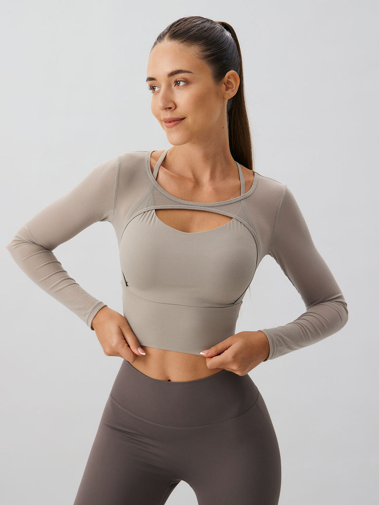 Women Knitted Nylon Yoga Long Sleeve Tops Sustainable Yoga Tops - BERLOOK