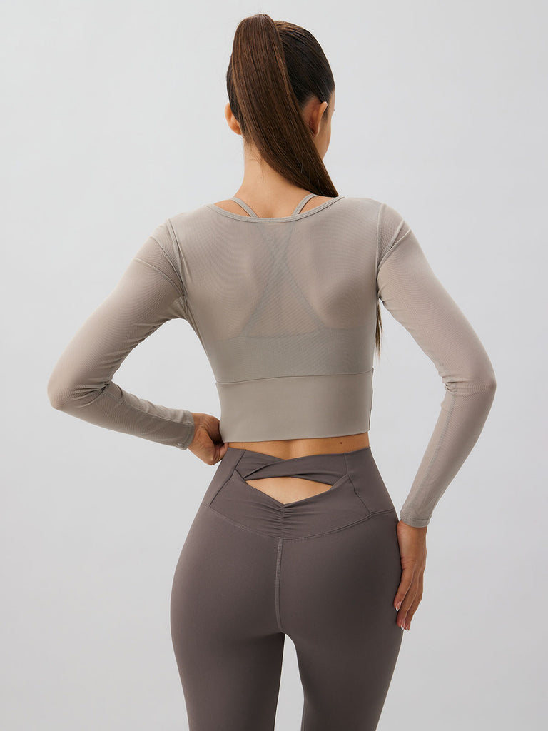 Women Knitted Nylon Yoga Long Sleeve Tops Sustainable Yoga Tops - BERLOOK