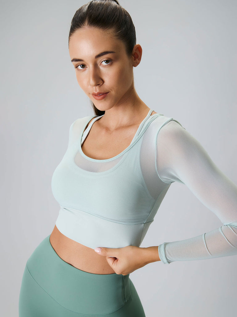 Women Knitted Nylon Yoga Long Sleeve Tops Sustainable Yoga Tops - BERLOOK