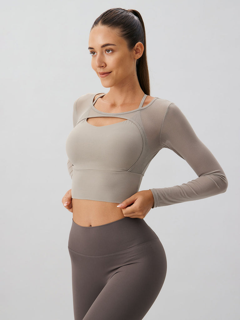 Women Knitted Nylon Yoga Long Sleeve Tops Sustainable Yoga Tops - BERLOOK