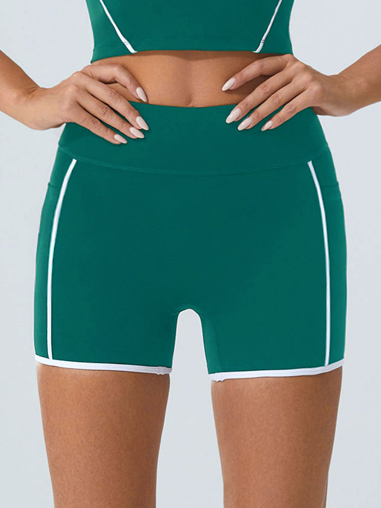 Women Knitted Nylon Yoga Shorts Green Sustainable Yoga Bottoms - BERLOOK