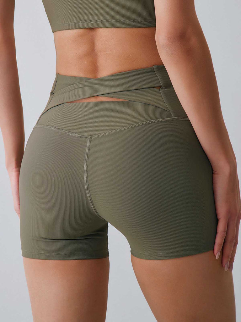 Women Knitted Nylon Yoga Shorts Sustainable Yoga Bottoms - BERLOOK