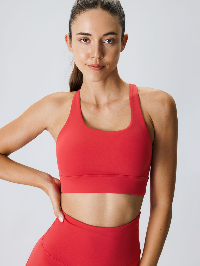 Women Knitted Nylon Yoga Sports Bra Sustainable Yoga Tops - BERLOOK