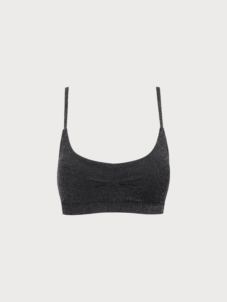 Women Knitted Nylon Yoga Sports Bras Black Sustainable Yoga Tops - BERLOOK