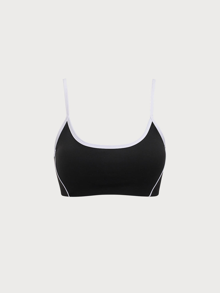 Women Knitted Nylon Yoga Sports Bras Black Sustainable Yoga Tops - BERLOOK