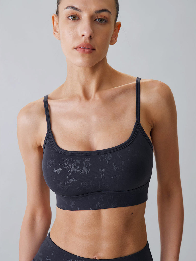 Women Knitted Nylon Yoga Sports Bras Blue Sustainable Yoga Tops - BERLOOK