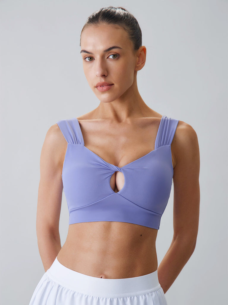 Women Knitted Nylon Yoga Sports Bras Purple Sustainable Yoga Tops - BERLOOK