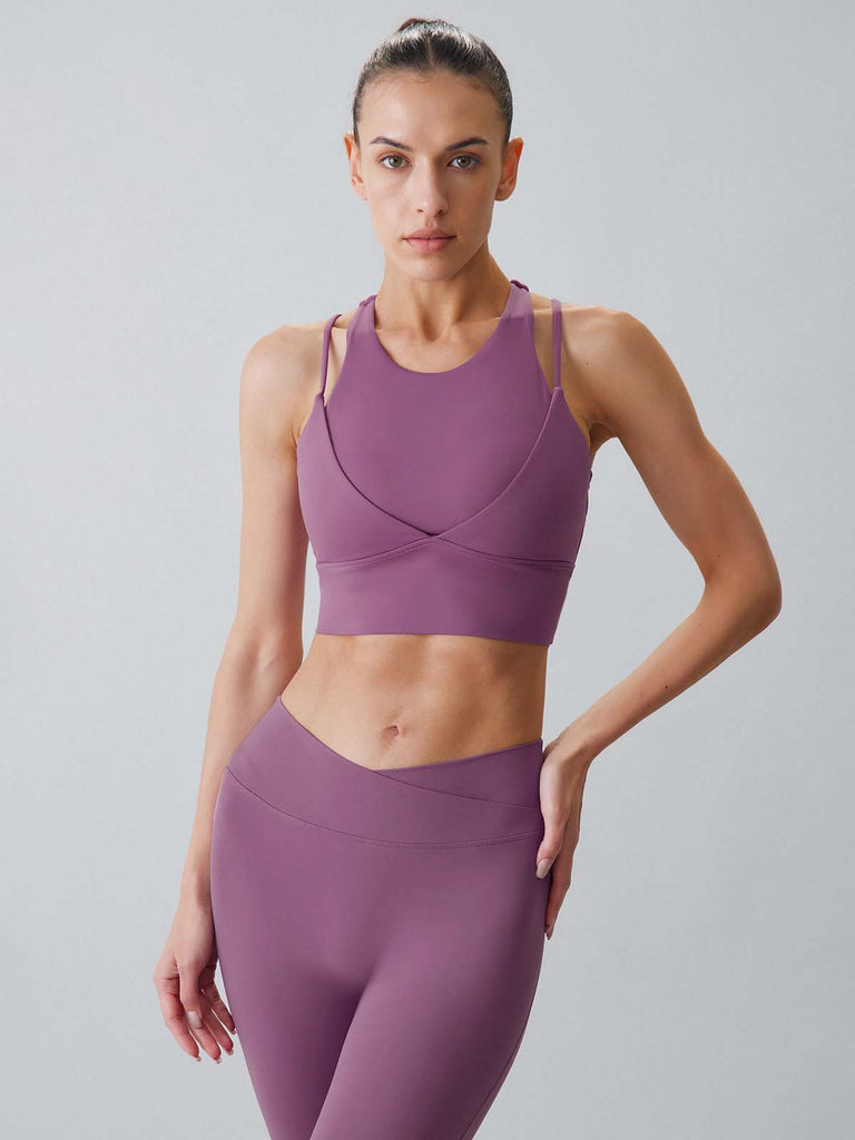 Women Knitted Nylon Yoga Sports Bras Sustainable Yoga Tops - BERLOOK