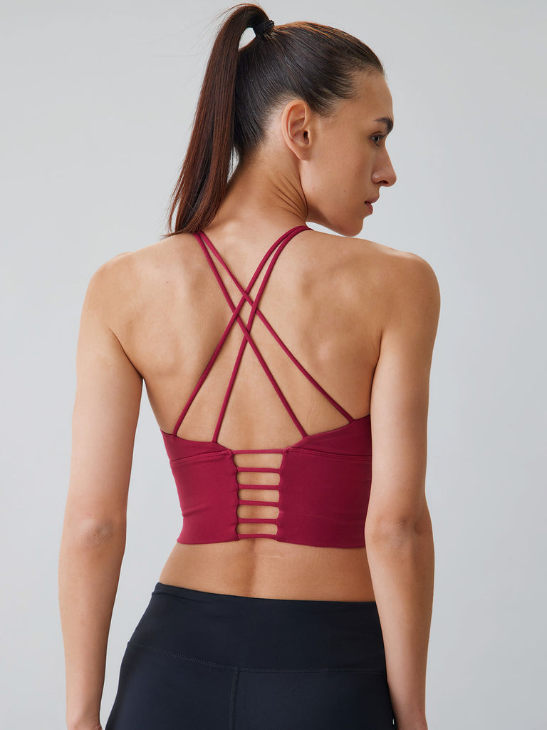 Women Knitted Nylon Yoga Sports Bras Sustainable Yoga Tops - BERLOOK