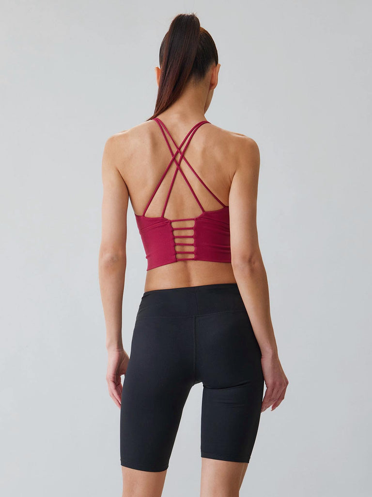 Women Knitted Nylon Yoga Sports Bras Sustainable Yoga Tops - BERLOOK