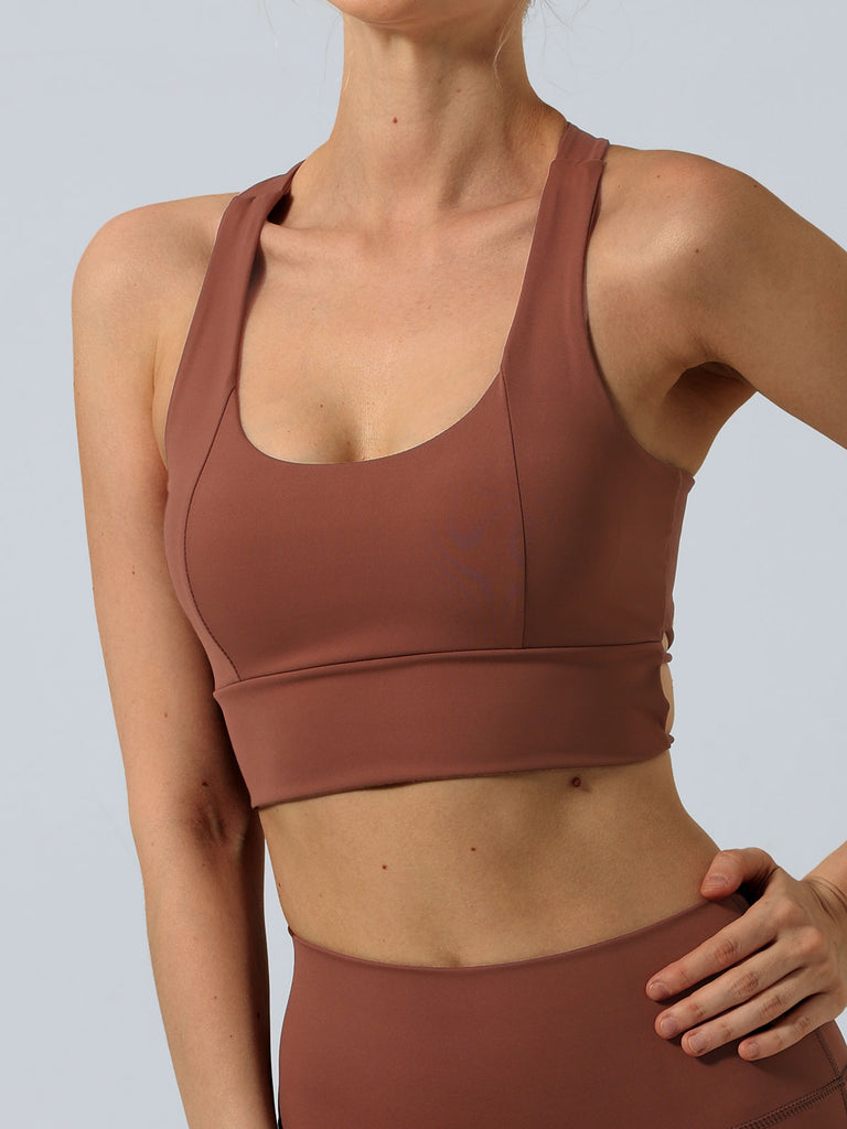 Women Knitted Nylon Yoga Sports Bras Sustainable Yoga Tops - BERLOOK