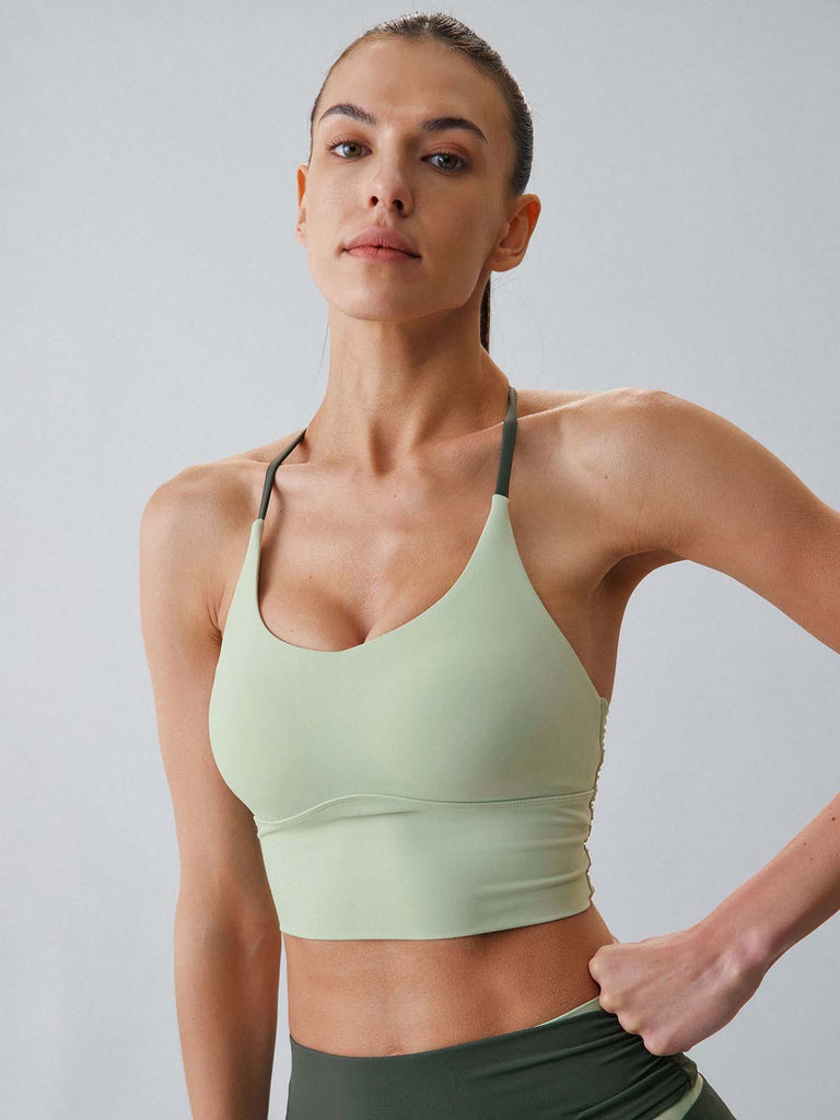 Women Knitted Nylon Yoga Sports Bras Sustainable Yoga Tops - BERLOOK