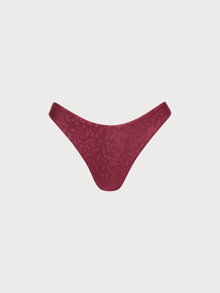 Women Knitted Polyester Bikini Bottoms Burgundy Sustainable Bikinis - BERLOOK