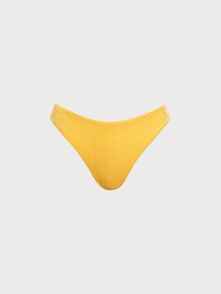 Women Knitted Polyester Bikini Bottoms Yellow Sustainable Bikinis - BERLOOK