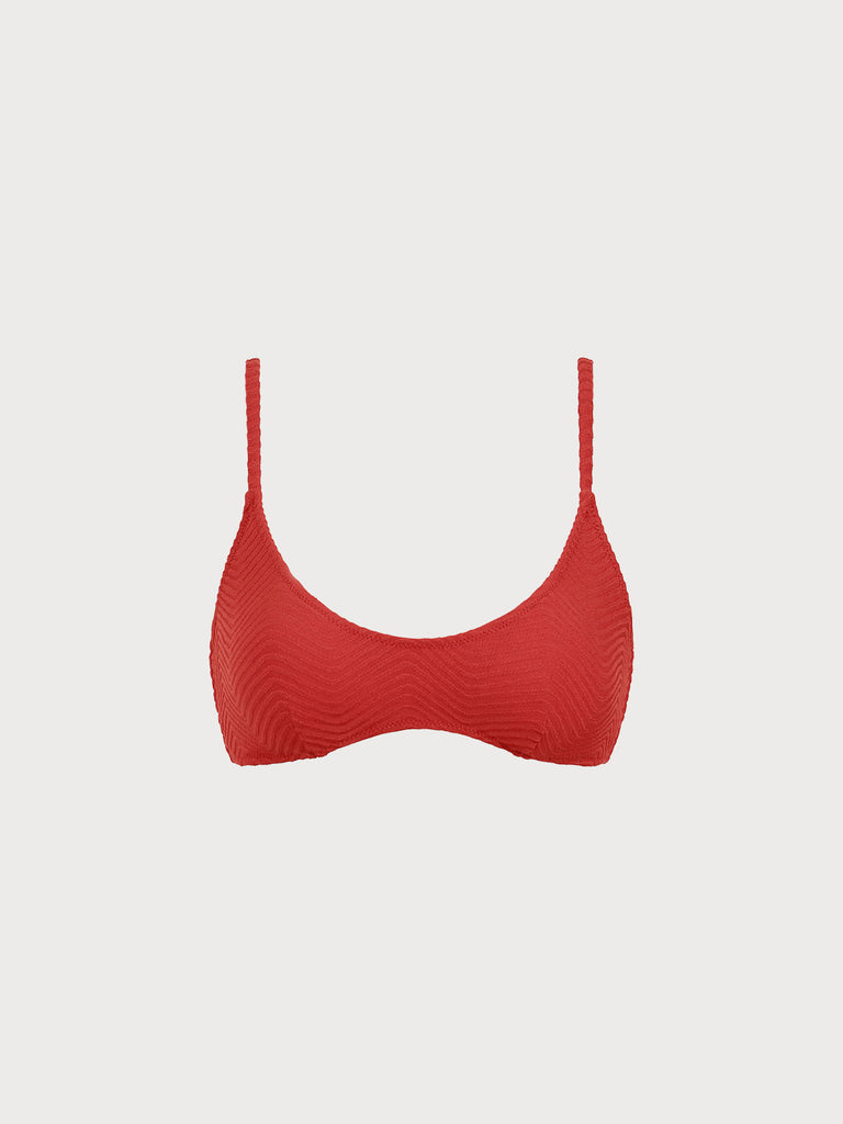 Women Knitted Polyester  Bikini Tops Red Sustainable Bikinis - BERLOOK