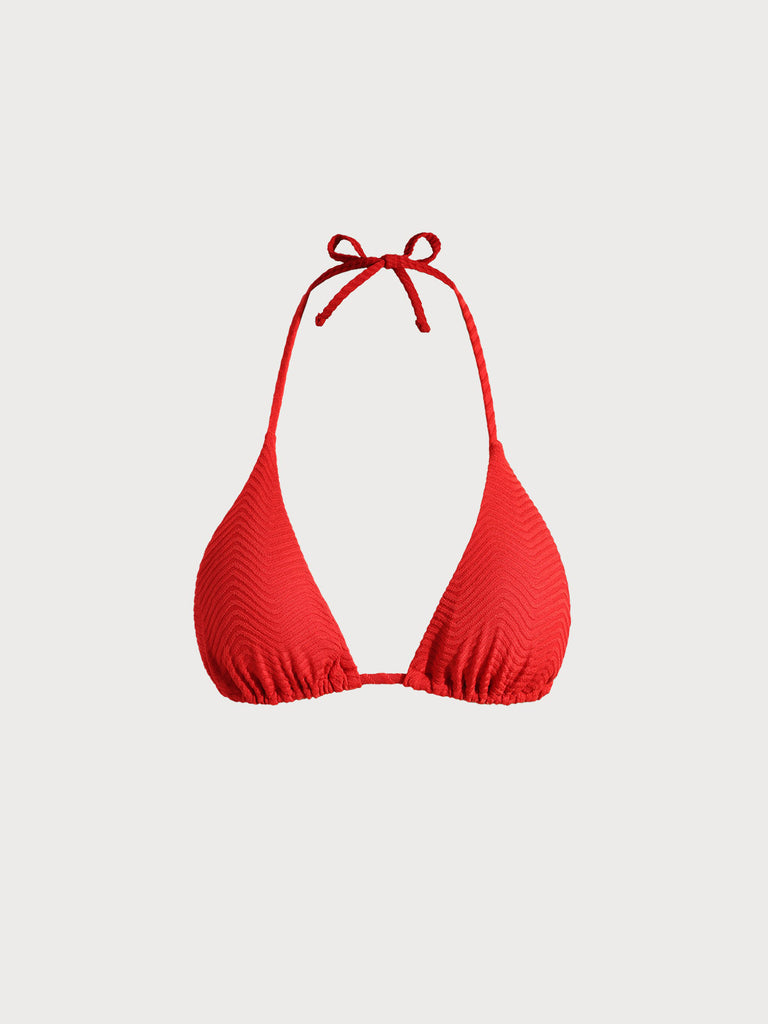 Women Knitted Polyester Bikini Tops Red Sustainable Bikinis - BERLOOK