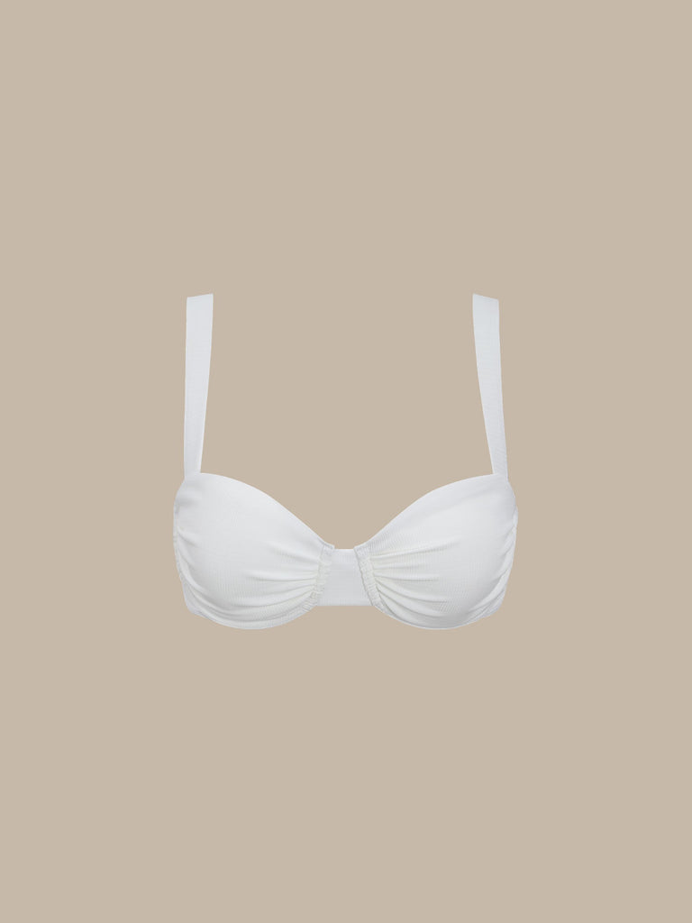 Women Knitted Polyester Bikini Tops White Sustainable Bikinis - BERLOOK