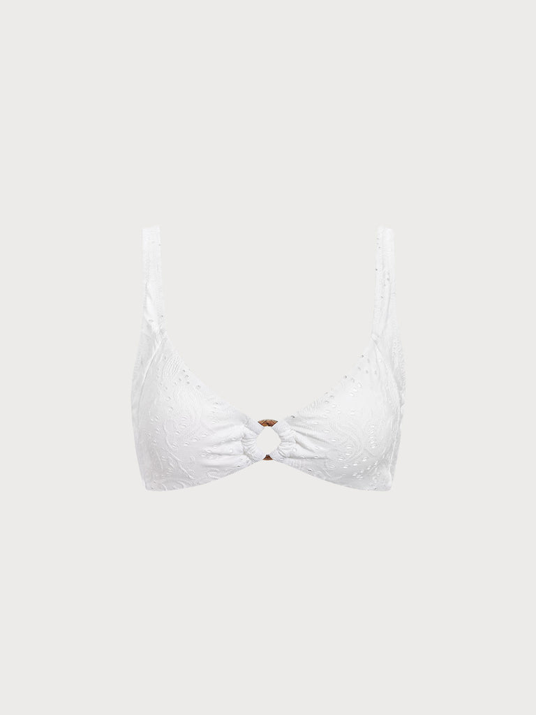 Women Knitted Polyester Bikini Tops White Sustainable Bikinis - BERLOOK