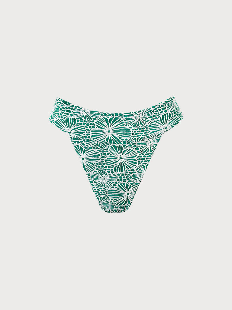 Women Knitted Polyester nylon blended Bikini Bottoms Green Sustainable Bikinis - BERLOOK