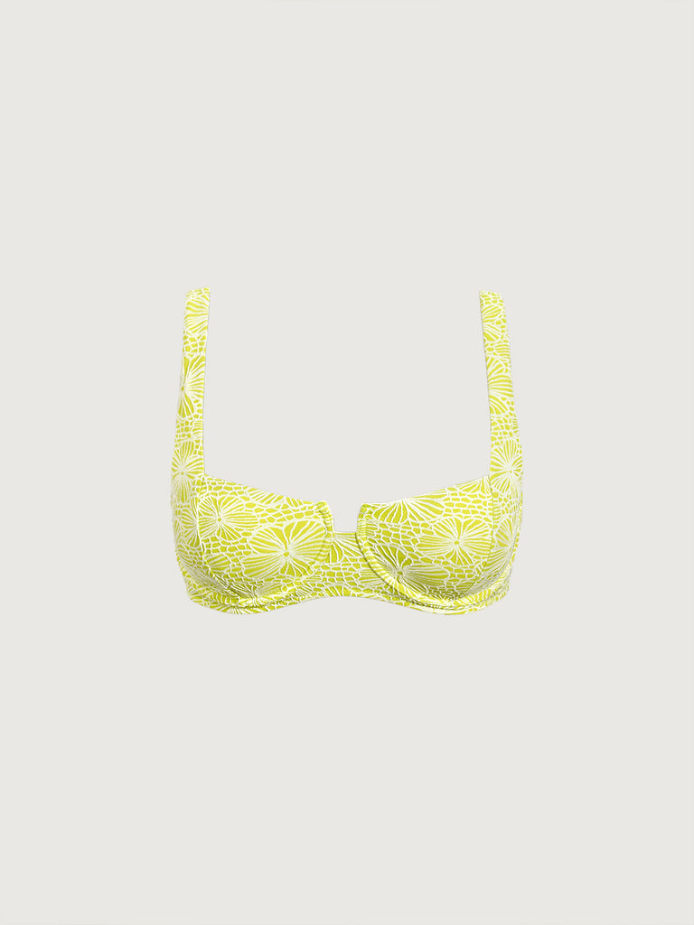 Women Knitted Polyester nylon blended Bikini Tops Light Green Sustainable Plus Size Bikinis - BERLOOK