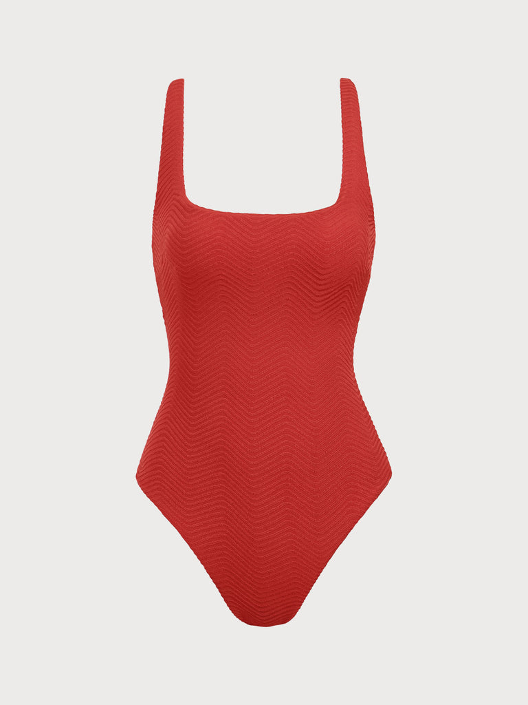 Women Knitted Polyester One Pieces Swimwear Red Sustainable One-Pieces - BERLOOK