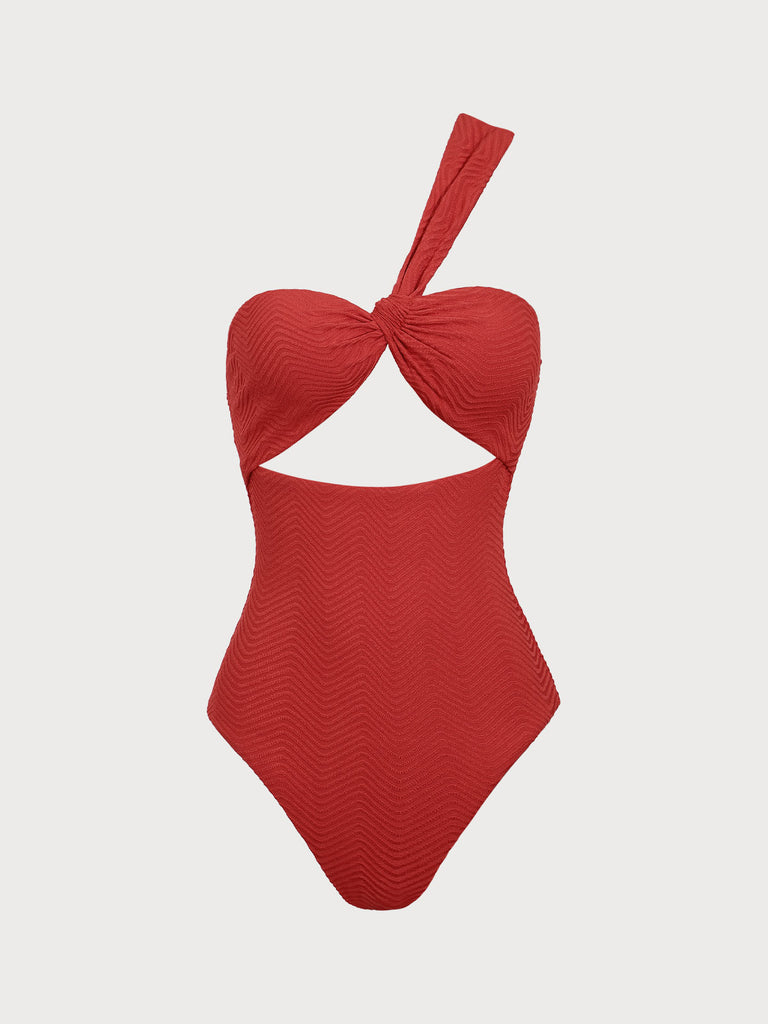 Women Knitted Polyester One Pieces Swimwear Red Sustainable One-Pieces - BERLOOK