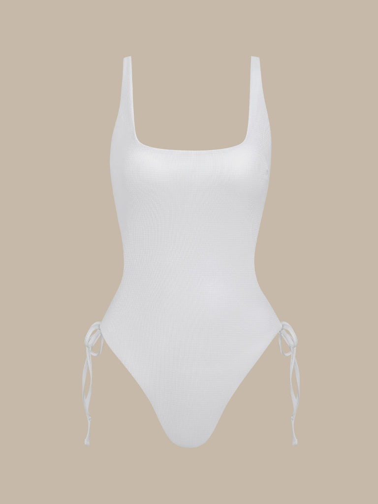 Women Knitted Polyester One Pieces Swimwear White Sustainable One-Pieces - BERLOOK