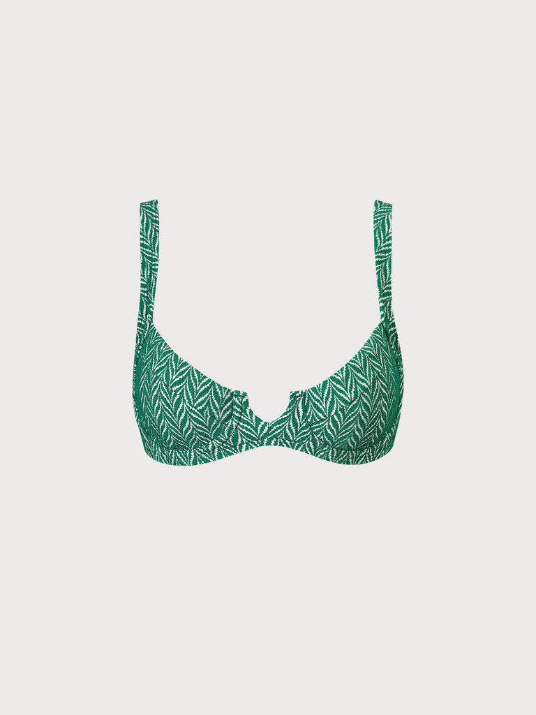 Women Woven Polyester Blended Bikini Tops Green Sustainable Bikinis - BERLOOK