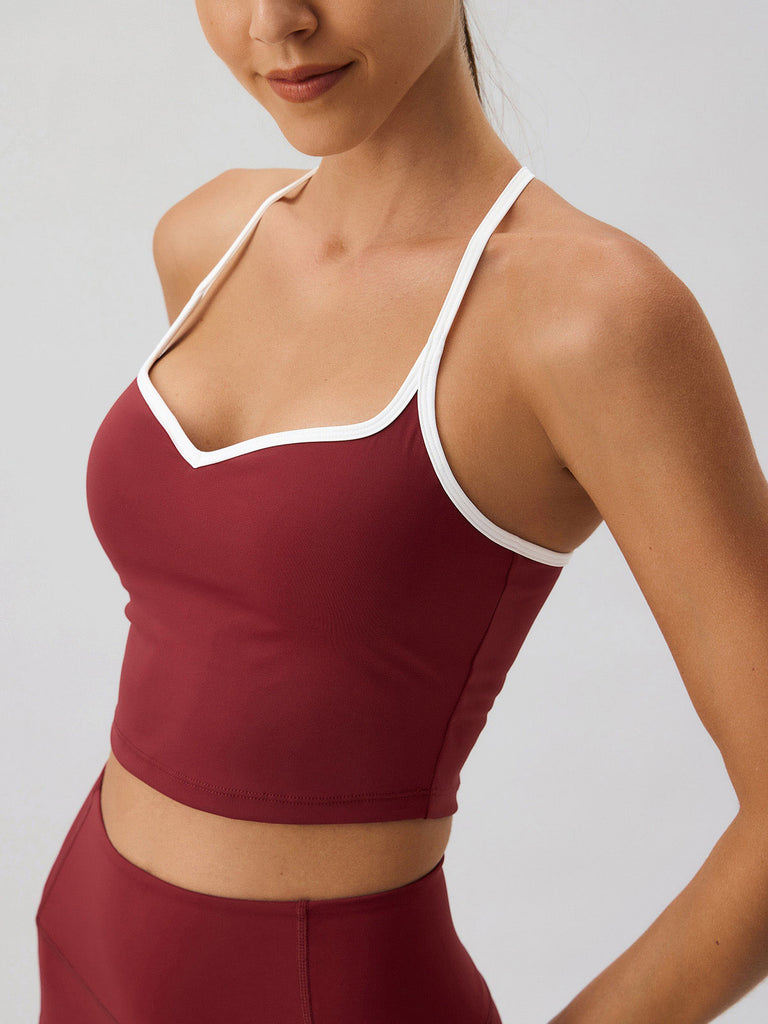 Women'S Knitted Nylon Contrast Color Yoga Camisole Sustainable Yoga Tops - BERLOOK