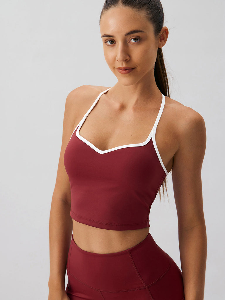 Women'S Knitted Nylon Contrast Color Yoga Camisole Sustainable Yoga Tops - BERLOOK