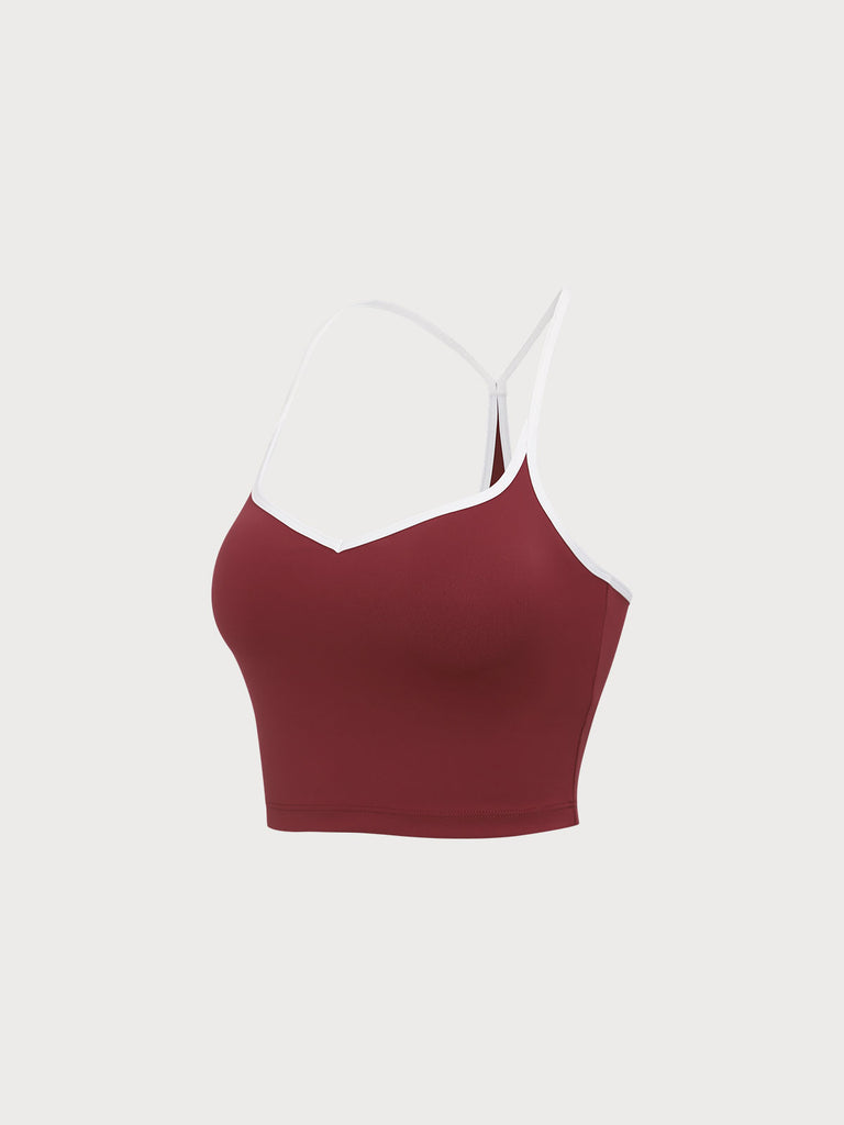 Women'S Knitted Nylon Contrast Color Yoga Camisole Sustainable Yoga Tops - BERLOOK