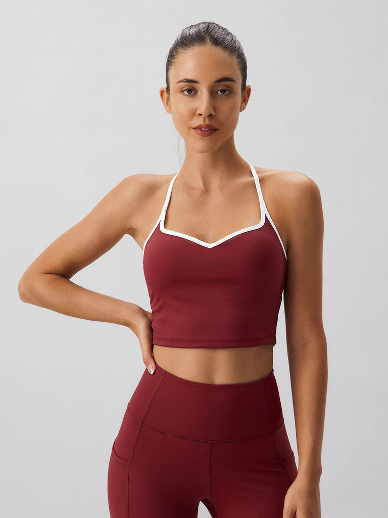 Women'S Knitted Nylon Contrast Color Yoga Camisole Sustainable Yoga Tops - BERLOOK