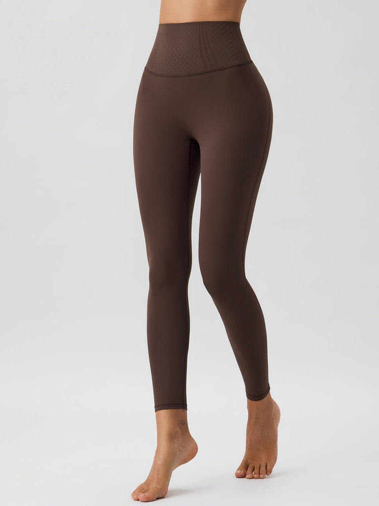 Women'S Knitted Nylon Yoga Leggings Dark Coffee Sustainable Yoga Bottoms - BERLOOK