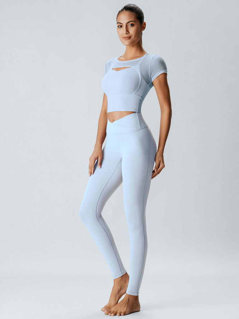 Women'S Knitted Nylon Yoga Short Sleeve Tops Sustainable Yoga Tops - BERLOOK
