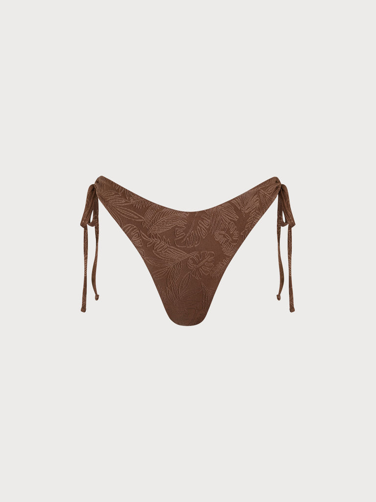 Women'S Knitted Polyester Knotted Bikini Bottoms Coffee Sustainable Bikinis - BERLOOK