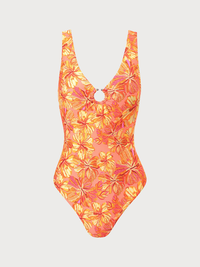 Women'S Knitted Ring One-Piece Swimsuit Orange Sustainable One-Pieces - BERLOOK