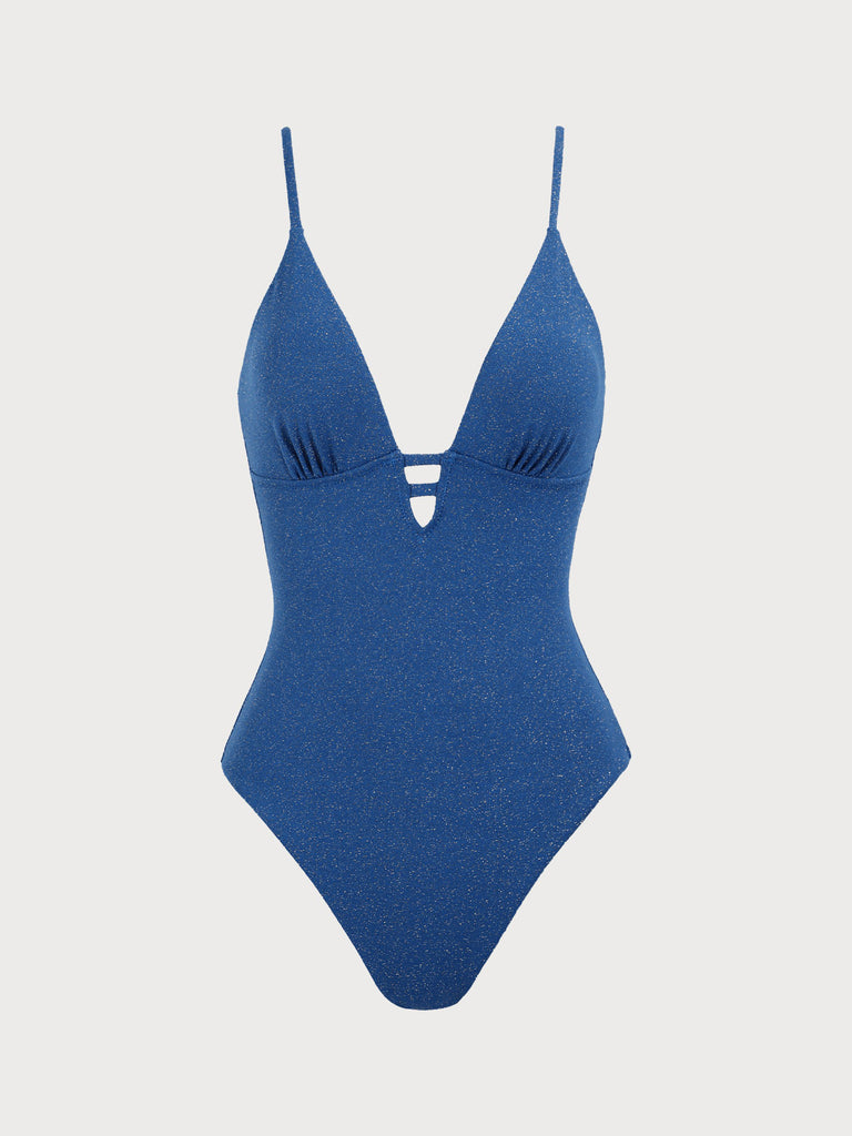 Women'S Nylon Lurex V-Neck One-Piece Swimsuit Sustainable One-Pieces - BERLOOK